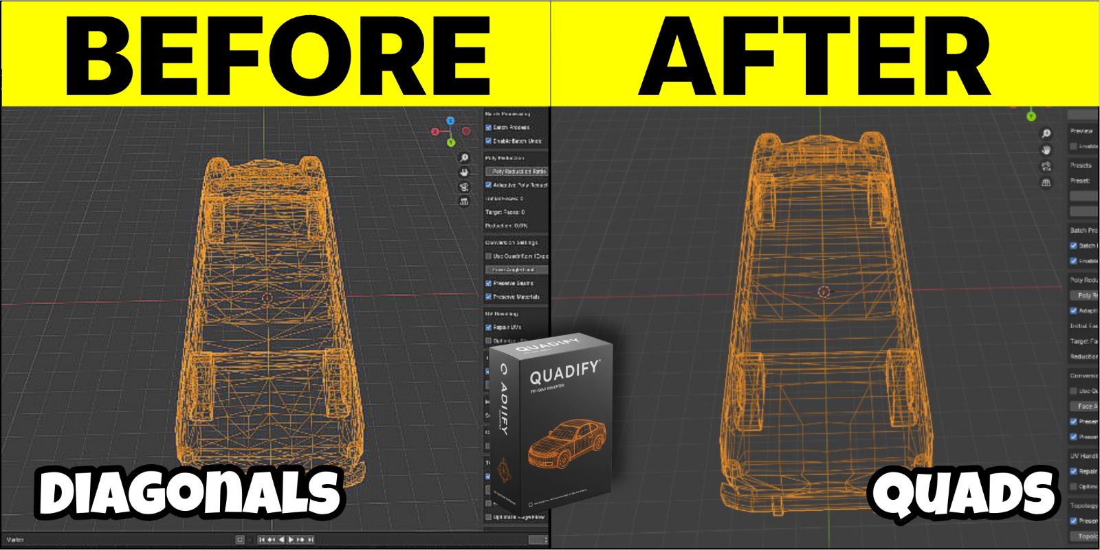 Quadify Premium — Region-Aware Mesh Optimization for Blender 4.4+